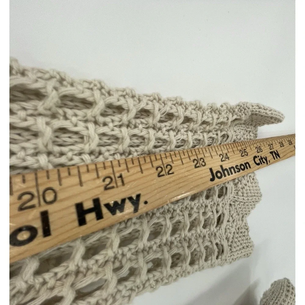 Retro Threads Crochet Sweater Womens XL Beige Open Knit Bell Sleeve Boho Hippie - Picture 5 of 10
